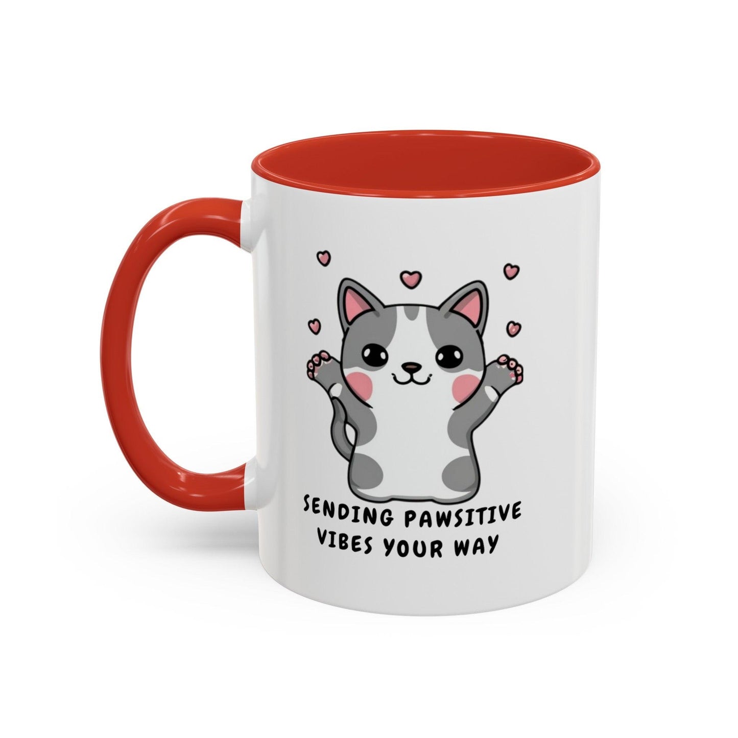 Billien Pawsitive Vibes Printify 11 oz 11oz accent mug Coffee Mugs Holiday Picks Home & Living Kitchen Mugs Spring Essentials two tone White base