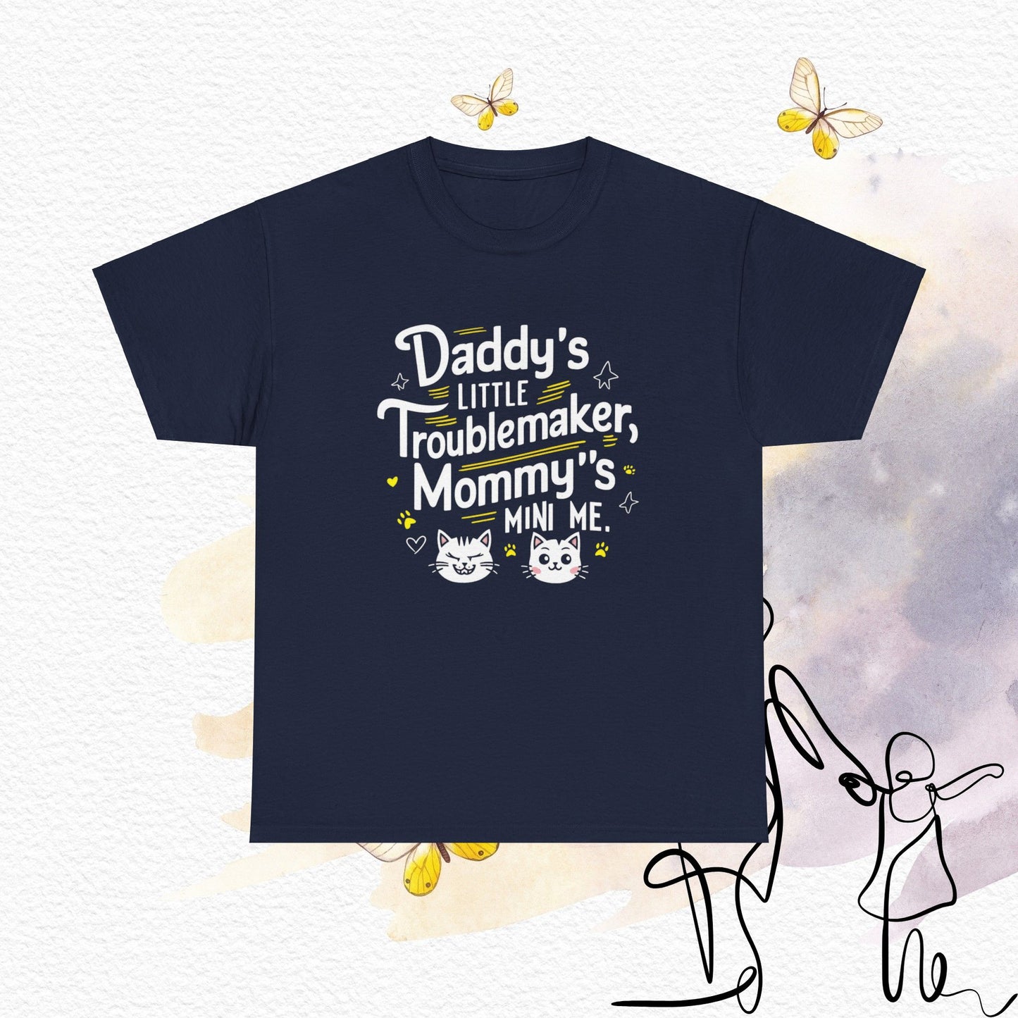 Daddy Little Trouble Mommy Mini Me Cotton T-Shirt