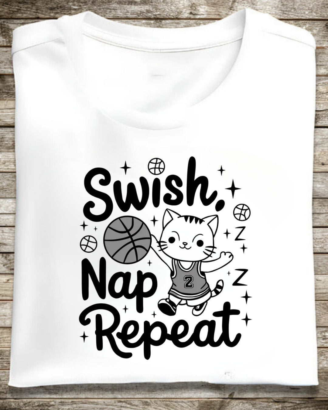 Swish Nap Repeat Basketball Tee