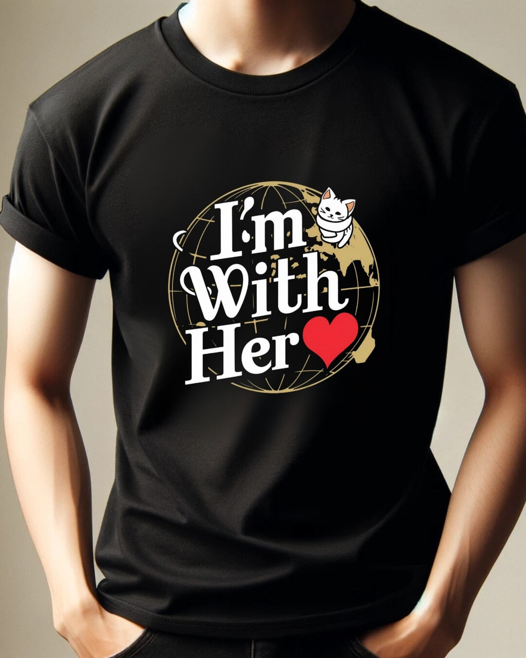 I'm With Her Planet Earth Unisex Cotton T-Shirt