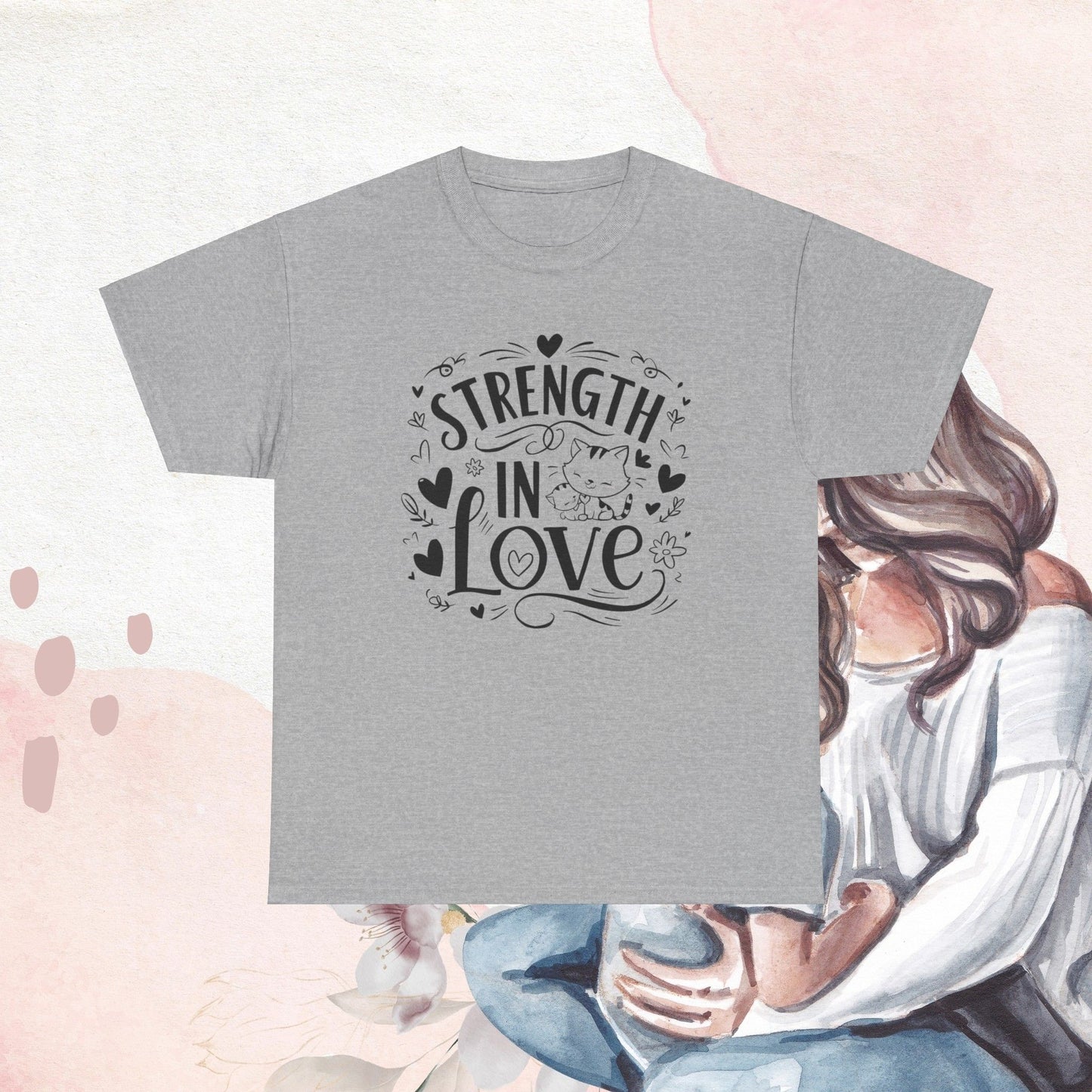 Strength In Love Cat Mom  Cotton T-Shirt