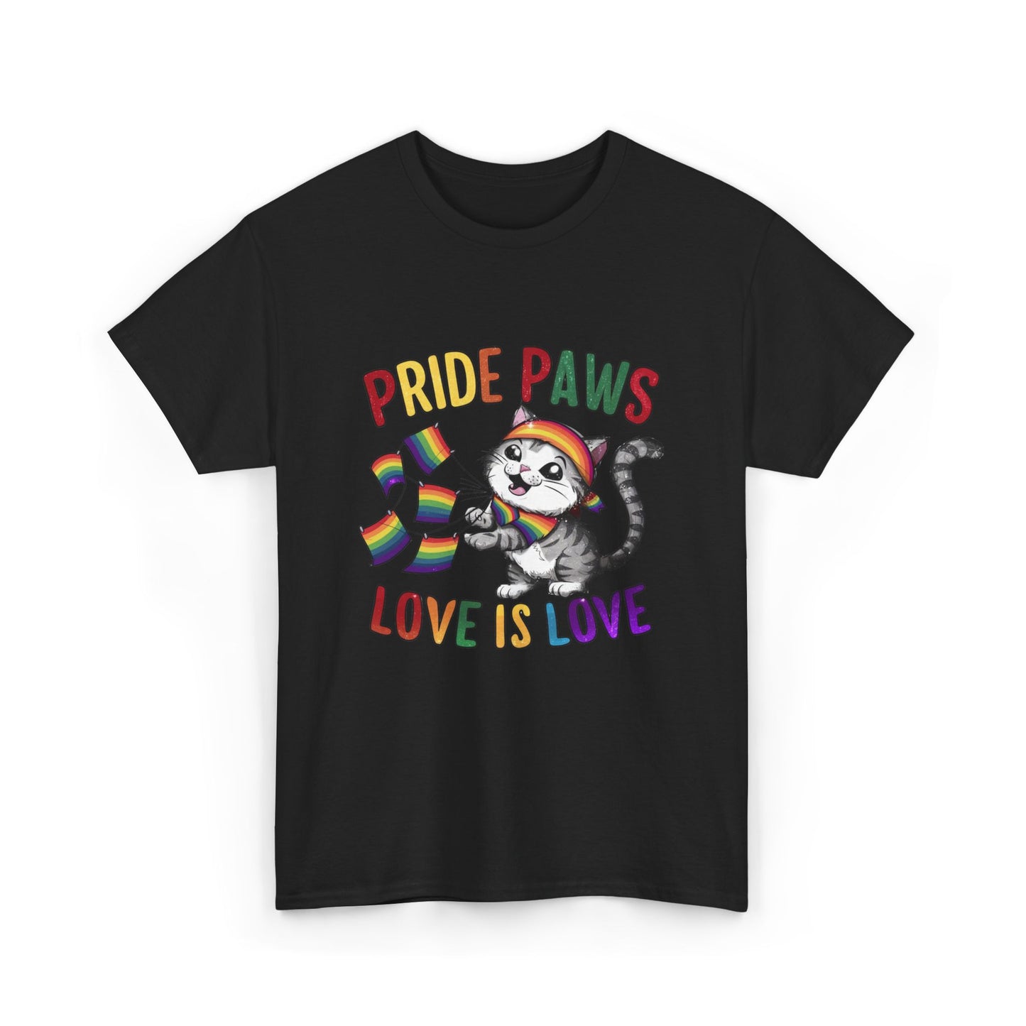 Pride Paws Love Is Love LGBT Pride Promoting Pride Equality and Love LGBT Gift Cat tee