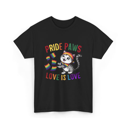 Pride Paws Love Is Love LGBT Pride Promoting Pride Equality and Love LGBT Gift Cat tee