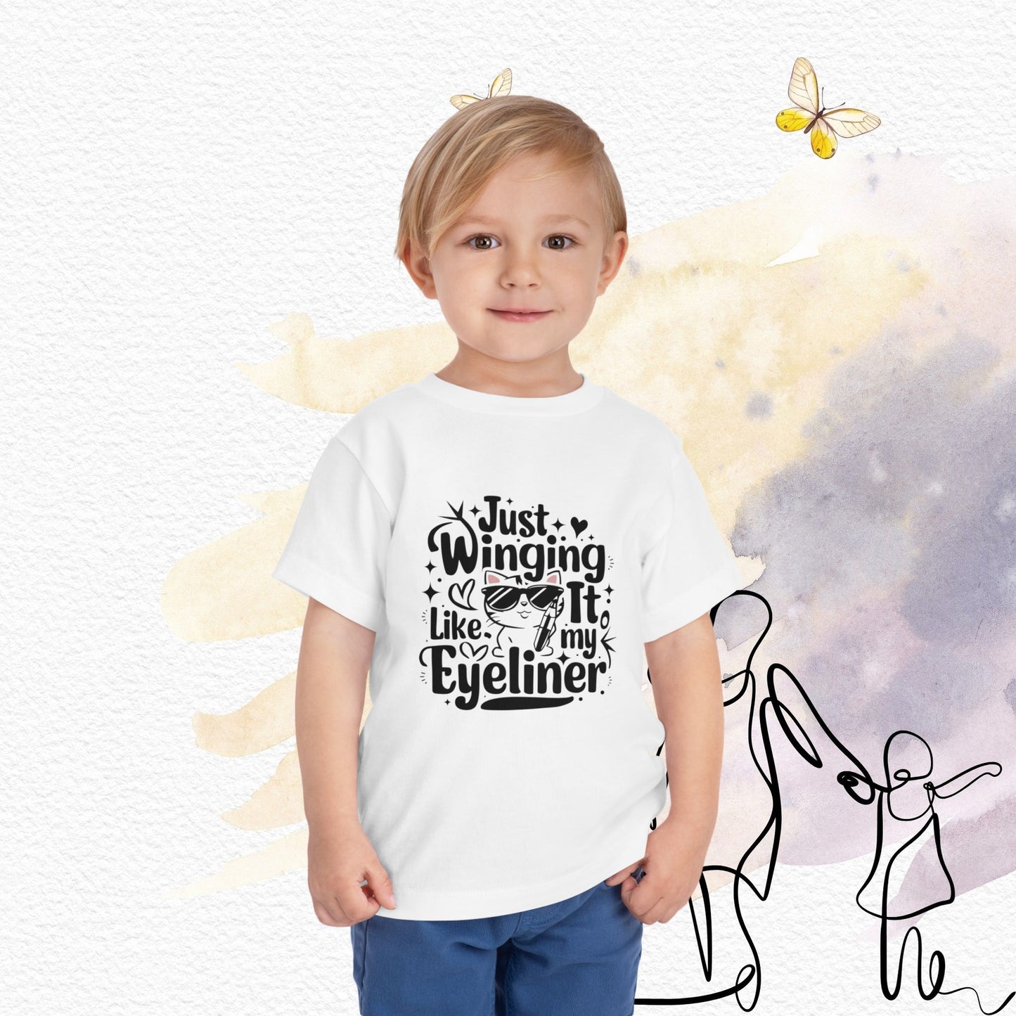 Just Winging it Like My Eyeliner Toddler Cotton Kids T-Shirts