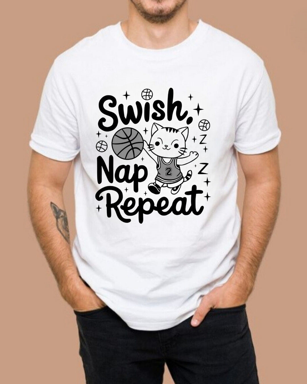 Swish Nap Repeat Basketball Tee