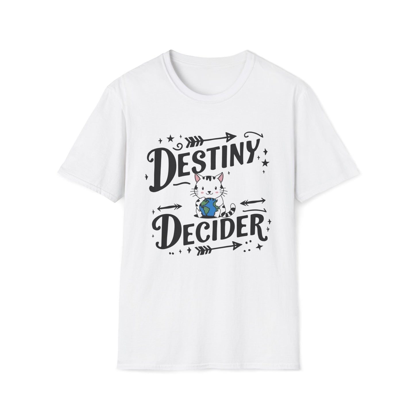 Men Tees Destiny Decider Best Cat Dad Short Sleeves Casual Regular Fit Cotton Funny Cat T-Shirt