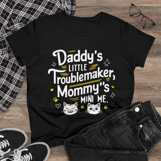 Womens Girls Daddy Little Troublemaker Tshirts Gifts Shirts Tops Short Sleeve Regular Fit Cottagecore Funny Cat Graphic Tees