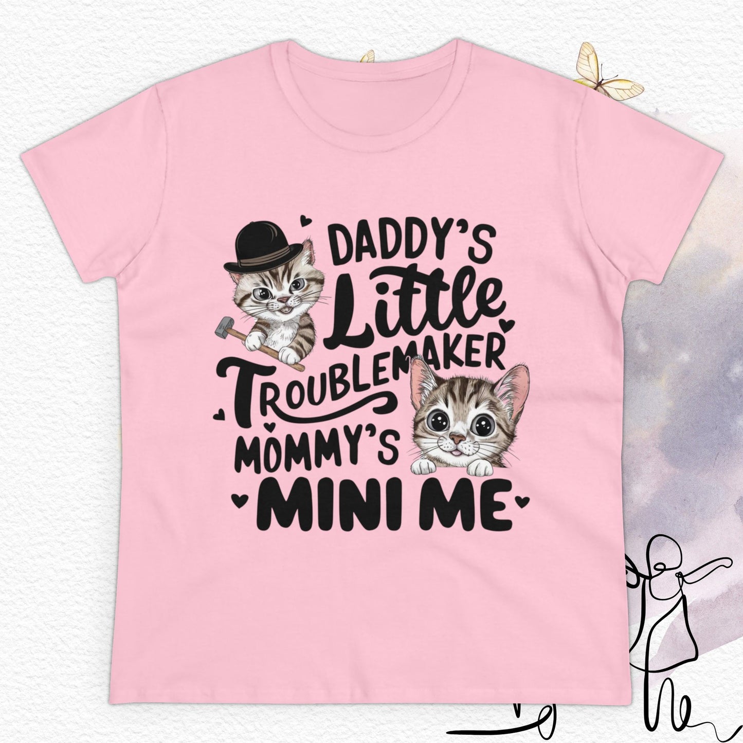 Daddy Little Troublemaker Mommy's Mini Me  Women Cotton Tshirt