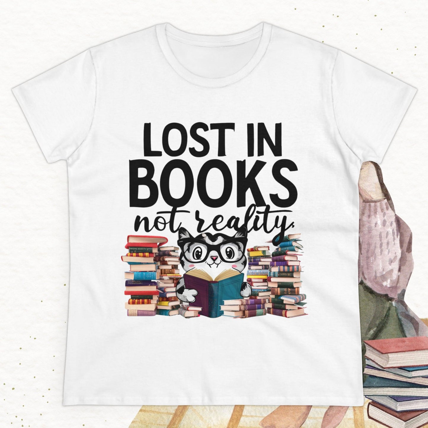 Lost In Book Not Reality Women Cotton Tshirt