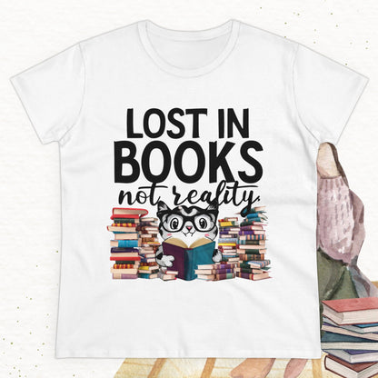 Lost In Book Not Reality Women Cotton Tshirt