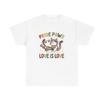 Pride Paws Love Is Love LGBT Pride Promoting Pride Equality and Love LGBT Gift Cat TShirt