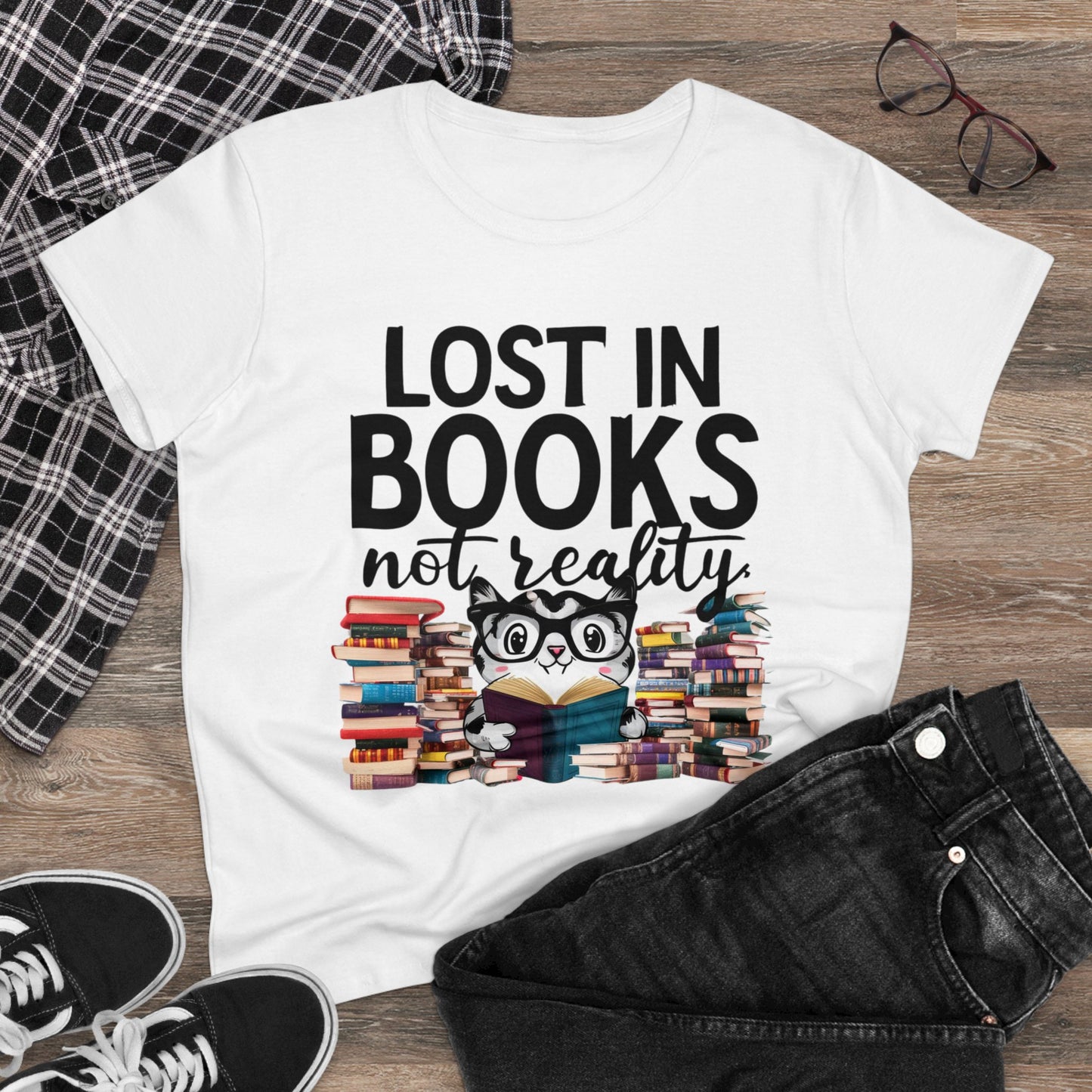 Lost In Book Not Reality Women Cotton Tshirt