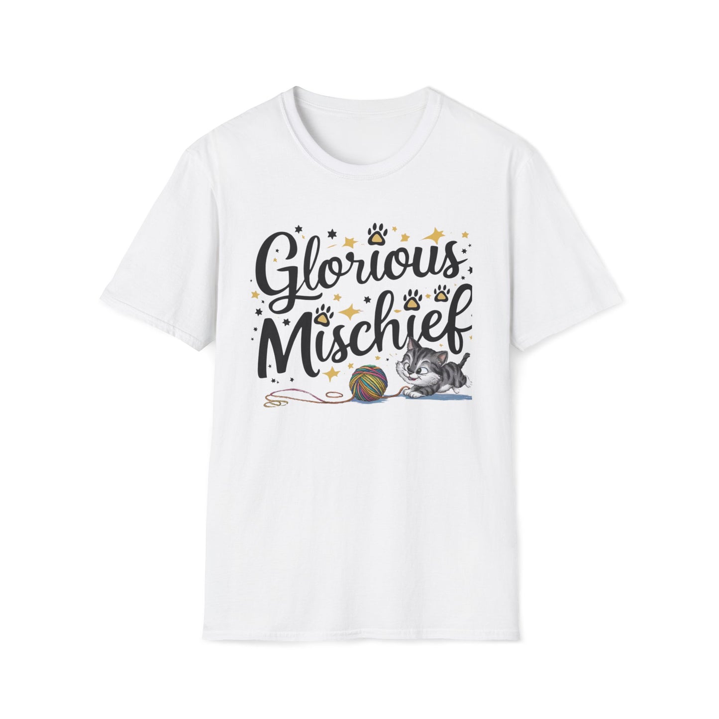 Men's Tee Glorious Mischief kitten Short Sleeves Casual Regular Fit Cotton Funny Cat T-Shirt