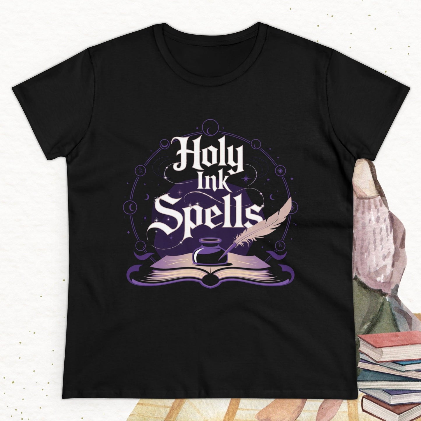 Holy Ink Spells Women Cotton Tshirt