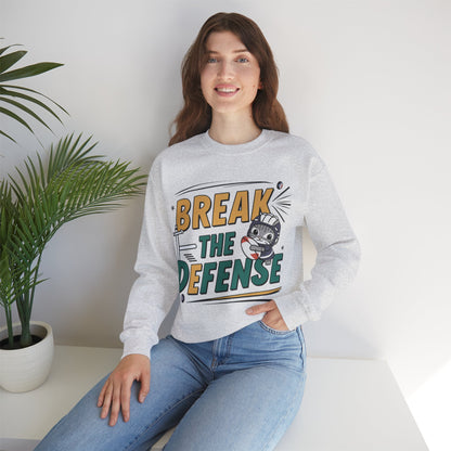 Break The Defence Rugby Heavy Unisex Cotton Crewneck Sweatshirt