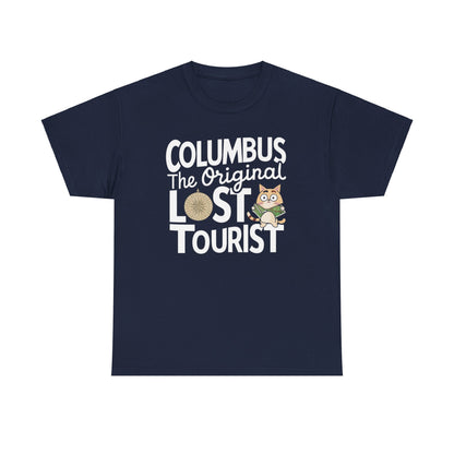 Columbus The Original Lost Tourist Unisex Cotton Cat T-Shirt