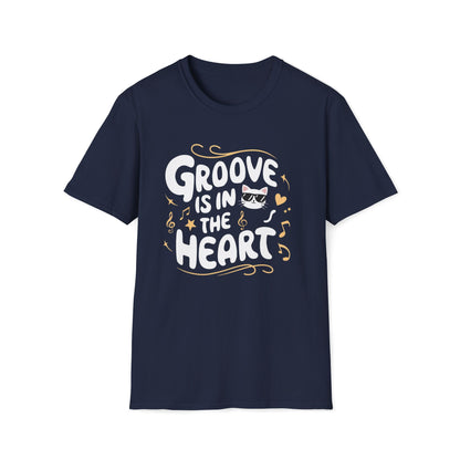 Men's Tees Groove In The Heart Cat Rock Music Short Sleeves Casual Regular Fit Cotton Funny Cat T-Shirt