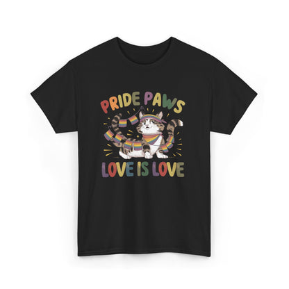 Pride Paws Love Is Love LGBT Pride Promoting Pride Equality and Love LGBT Gift Cat TShirt