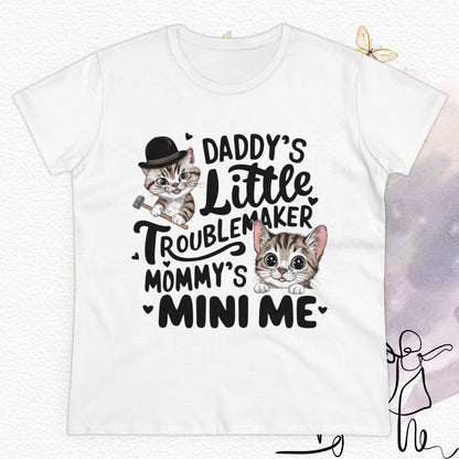 Daddy Little Troublemaker Mommy's Mini Me  Women Cotton Tshirt