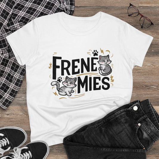 Women Tees Frene - Mies Cat Best Friend Shirts Tops Short Sleeve Regular Fit Cottagecore Funny Cat Graphic Tshirts