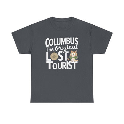 Columbus The Original Lost Tourist Unisex Cotton Cat T-Shirt