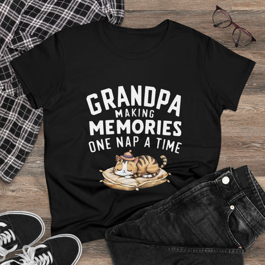 Womens Tee Grandpa Having Memory Grandma Shirt Tops Short Sleeve Regular Fit Cottagecore Funny Cat Graphic Tshirts