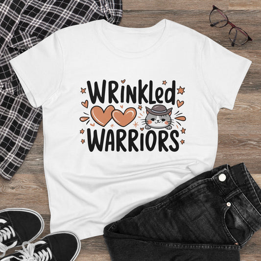 Wrinkled Warrior Grandma  Short Sleeve Regular Fit Cotton Womens Tshirts