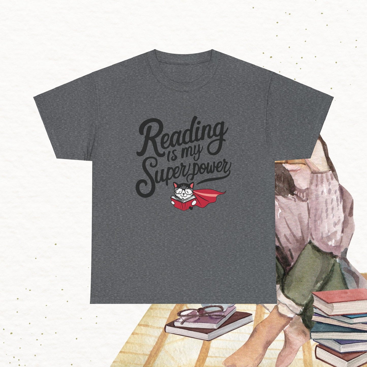 Book Lovers T-Shirt Reading Is My Superpower Cotton Tee