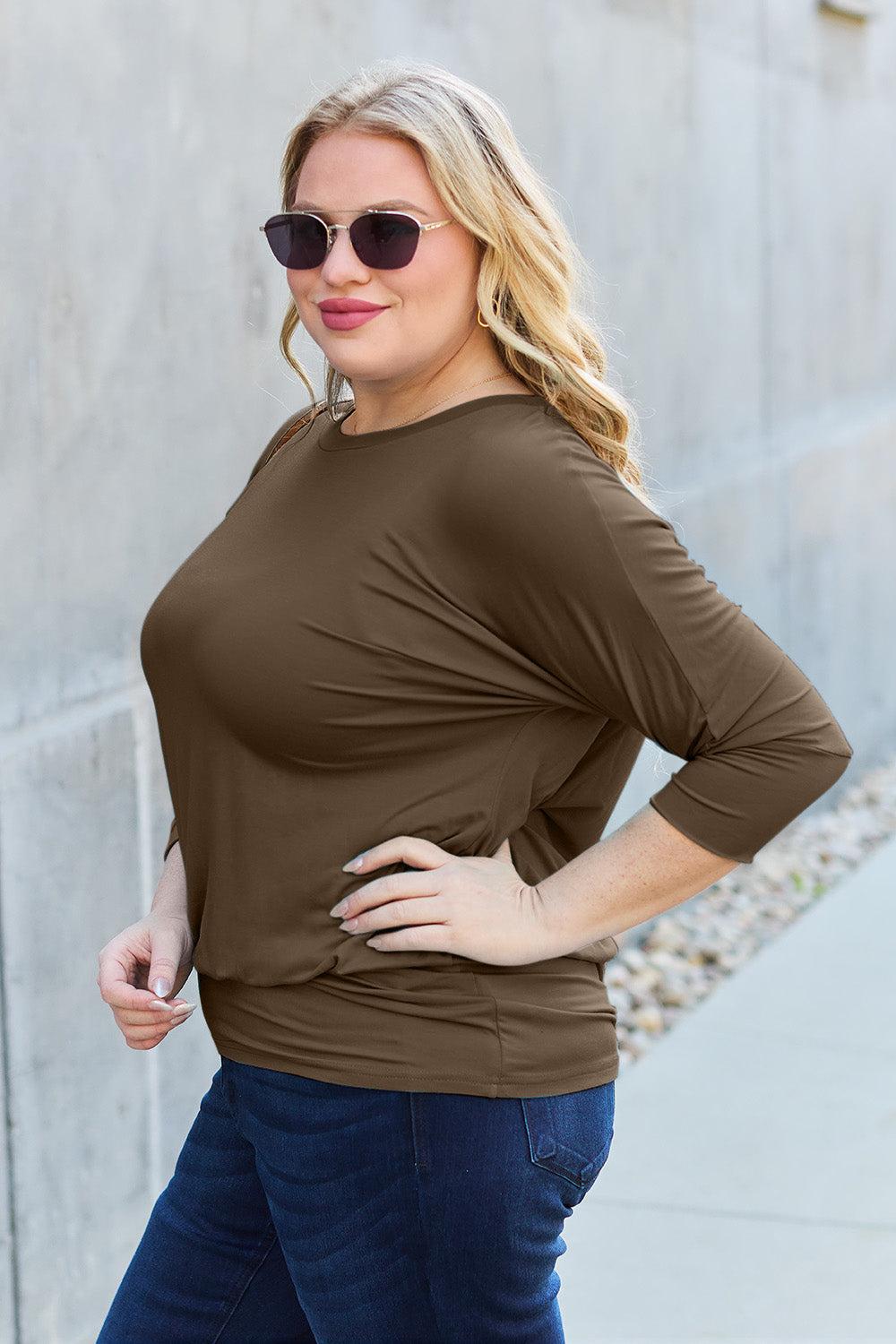 Round Neck Batwing Sleeve Top