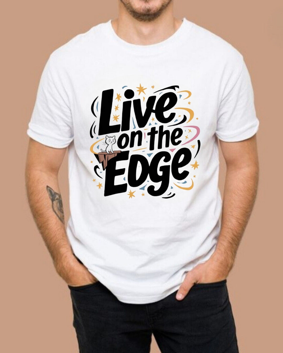 Live On The Edge Idiom Cotton T-Shirt