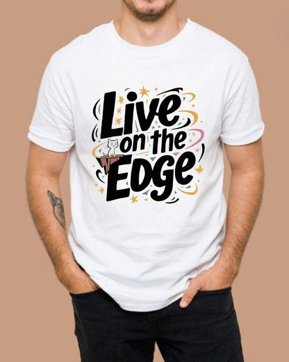 Live On The Edge Idiom Cotton T-Shirts