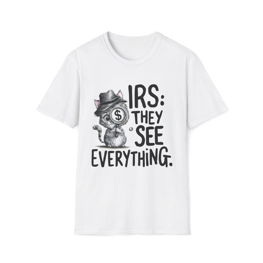 Men's T-Shirts Irs They See Everythings Tax Season Short Sleeves Casual Regular Fit Cottagecore Funny Cat Tee