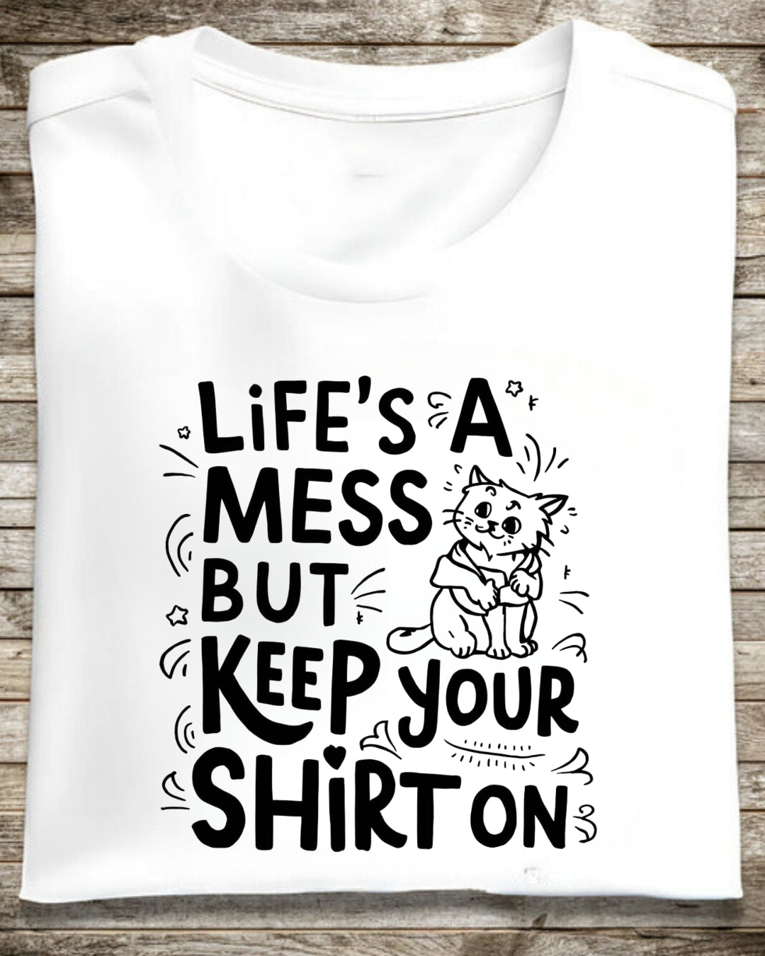 Life Mess Keep Your Shirts On Idiom Unisex Cotton T-Shirt