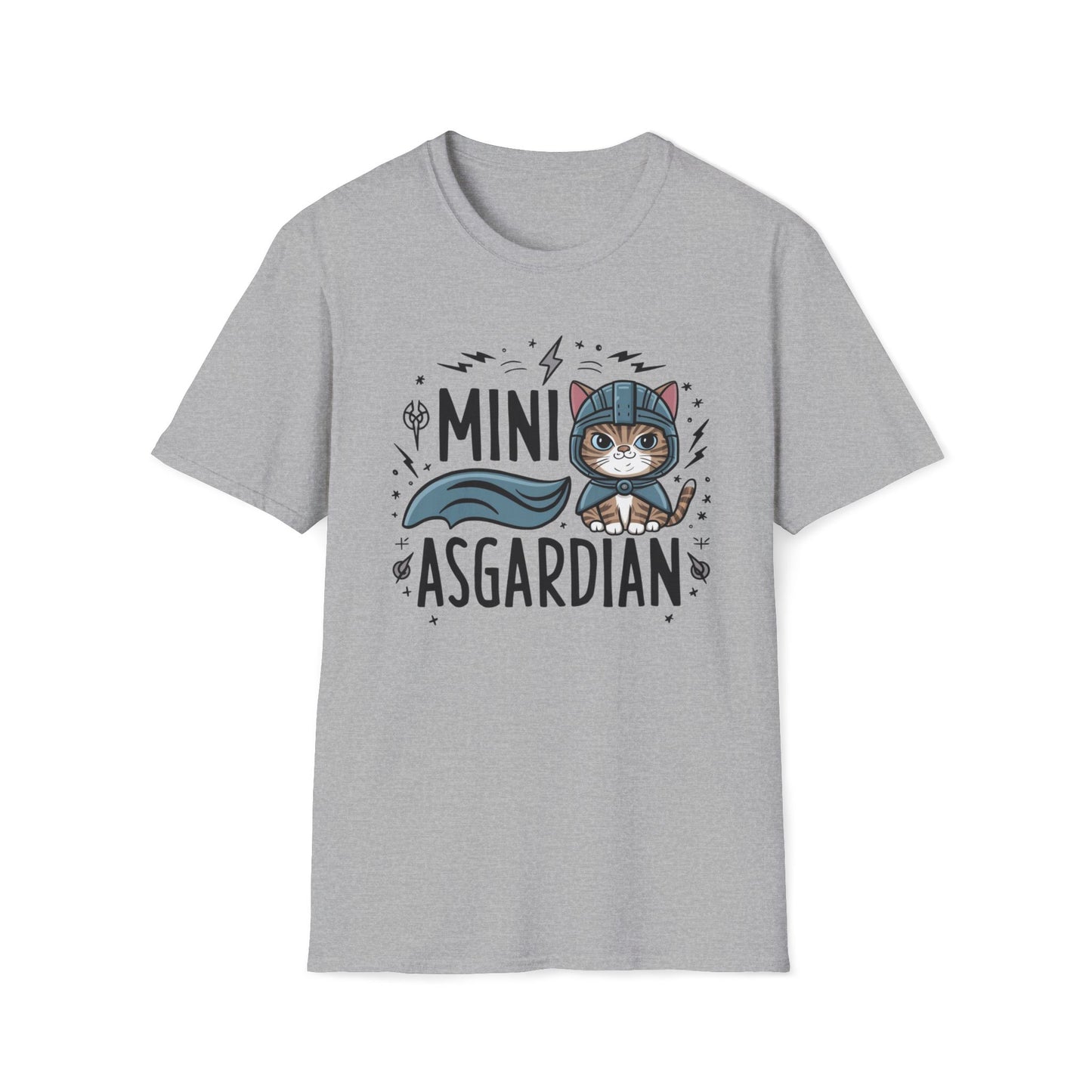 Men's Tee Mini Asgardian kitten Short Sleeves Casual Regular Fit Cotton Funny Cat T-Shirt