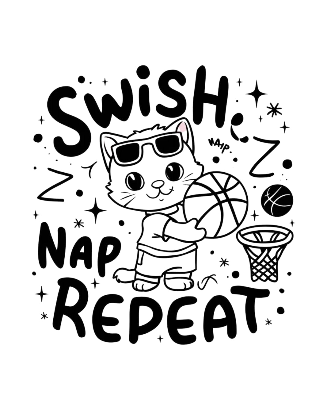 Swish Nap Repeat Basketball Cotton Tee