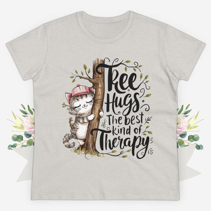 Tree Hugs Best Kind of Therapy Women Cotton Tshirt