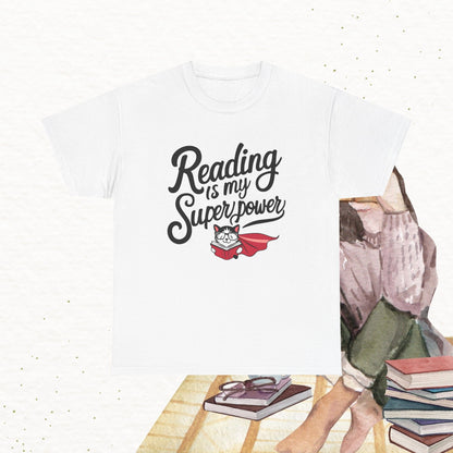 Book Lovers T-Shirt Reading Is My Superpower Cotton Tee