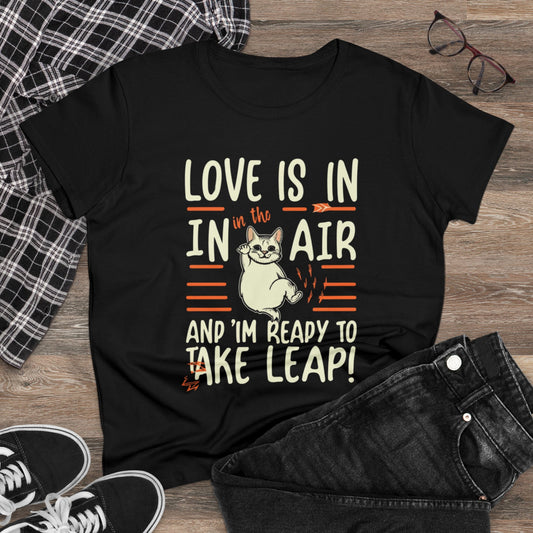 Womens Tshirts Love In The Air Cat Relationship Shirts Tops Short Sleeve Regular Fit Cottagecore Funny Cat Graphic Tees