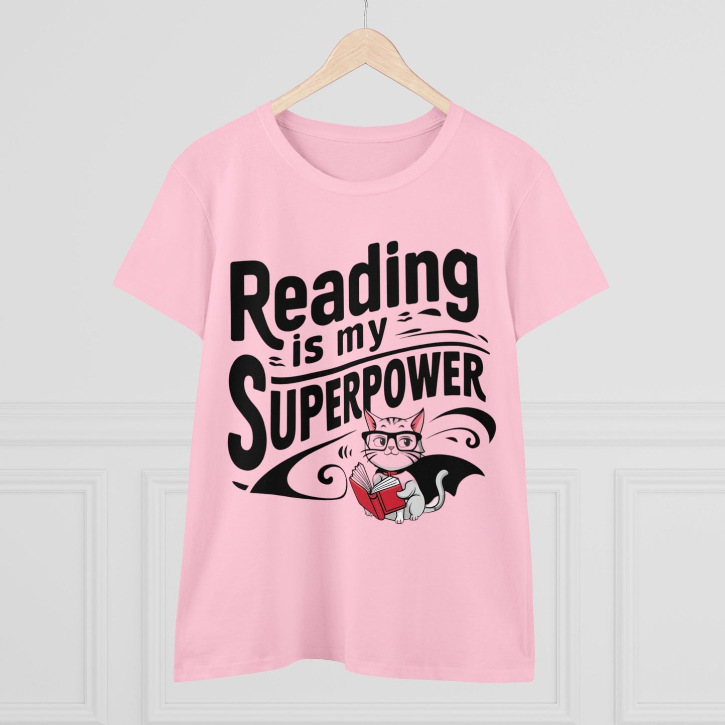 Reading Is My Superpower Women Crew Neck Cotton Tshirt