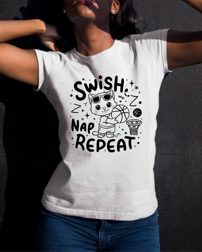 Swish Nap Repeat Basketball Cotton Tee