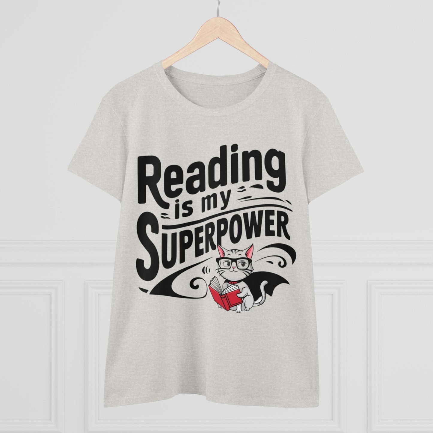 Reading Is My Superpower Women Crew Neck Cotton Tshirt