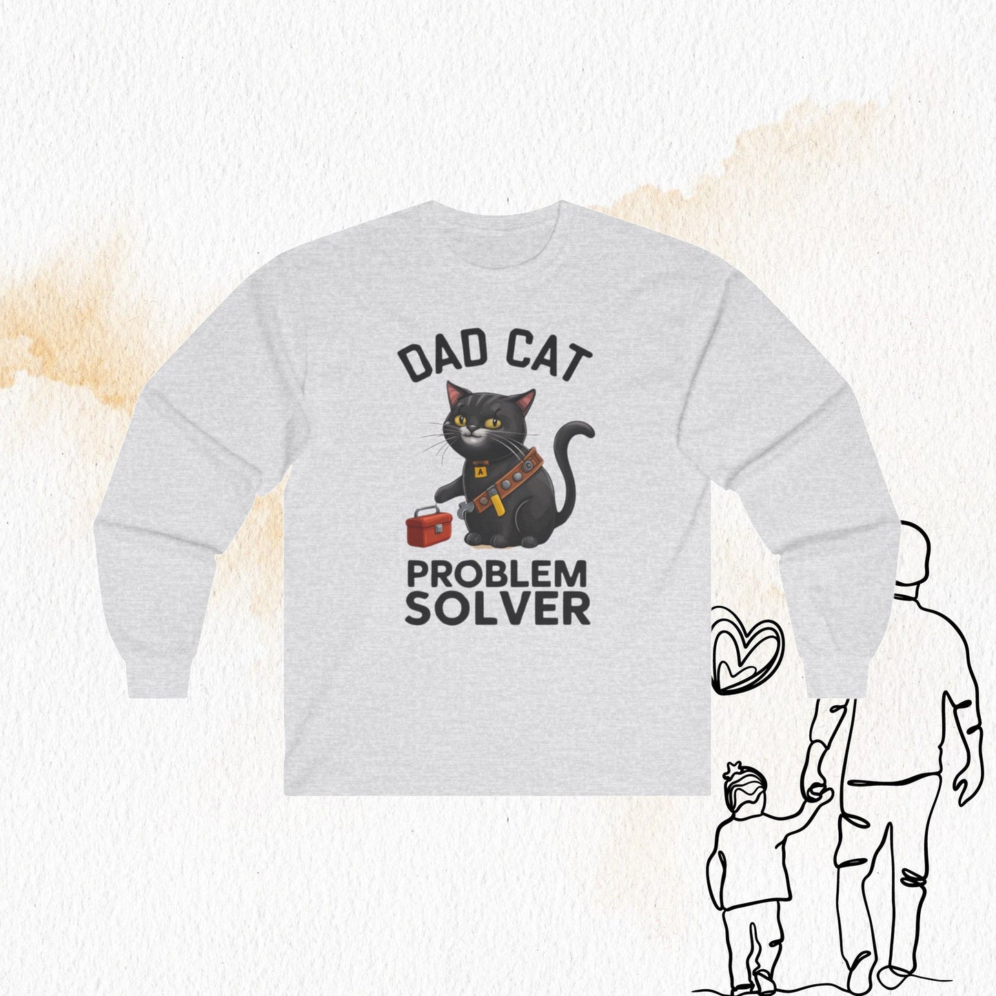 Dad Cat Problem Solver Cotton Long Sleeve Tshirt