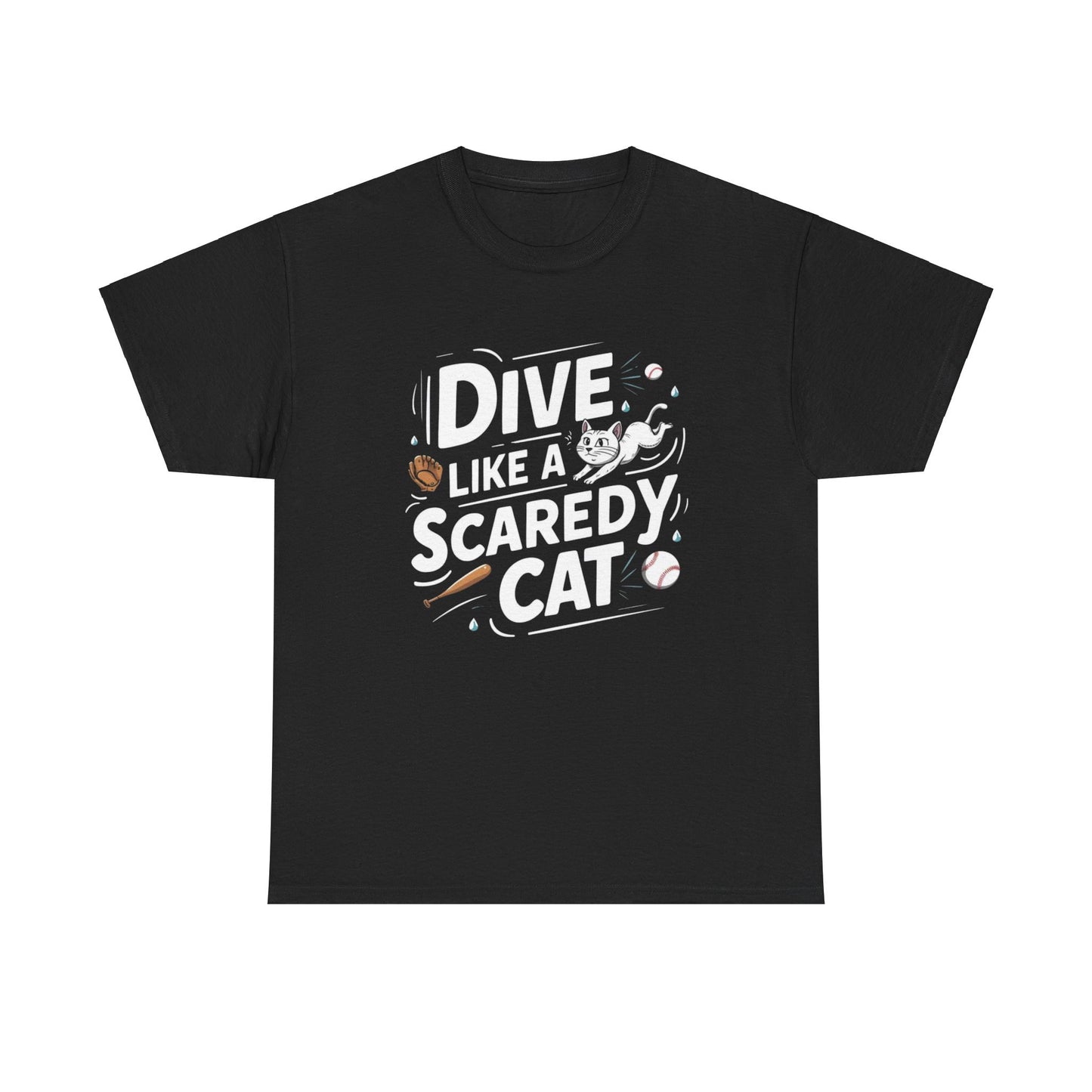 Dive Like Scaready Cat  Baseball Crew Neck Tee