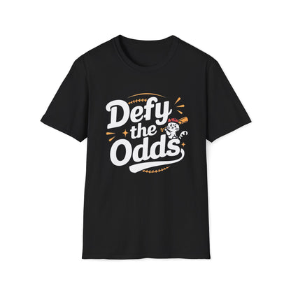 Men's T-Shirt Defy The Odds Baseball Player Short Sleeves Casual Regular Fit Cotton Crew Neck Funny Cat Baseball Tee