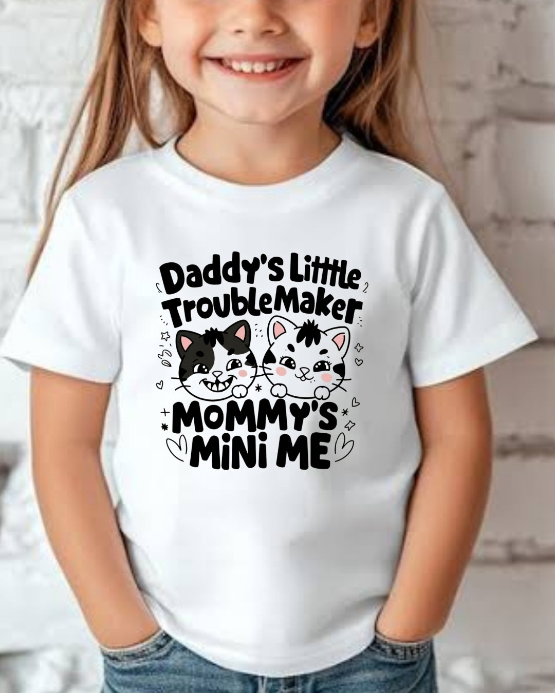 Daddy Little Troublemaker Youth Heavy Cotton T-Shirt