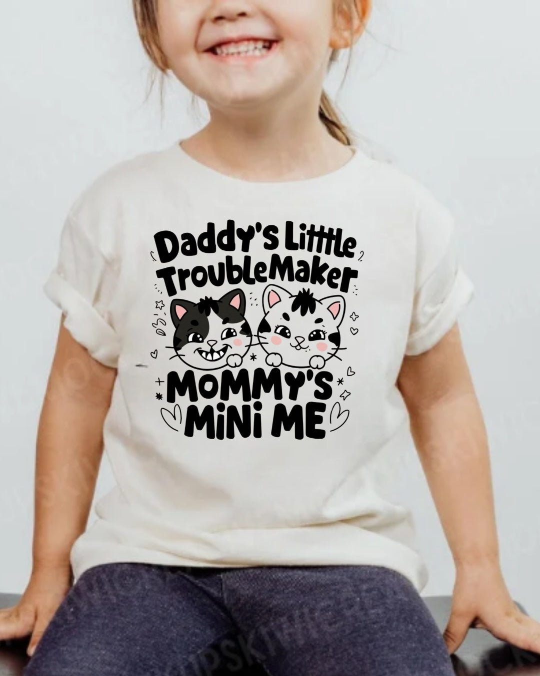 Daddy Little Troublemaker Youth Heavy Cotton T-Shirt