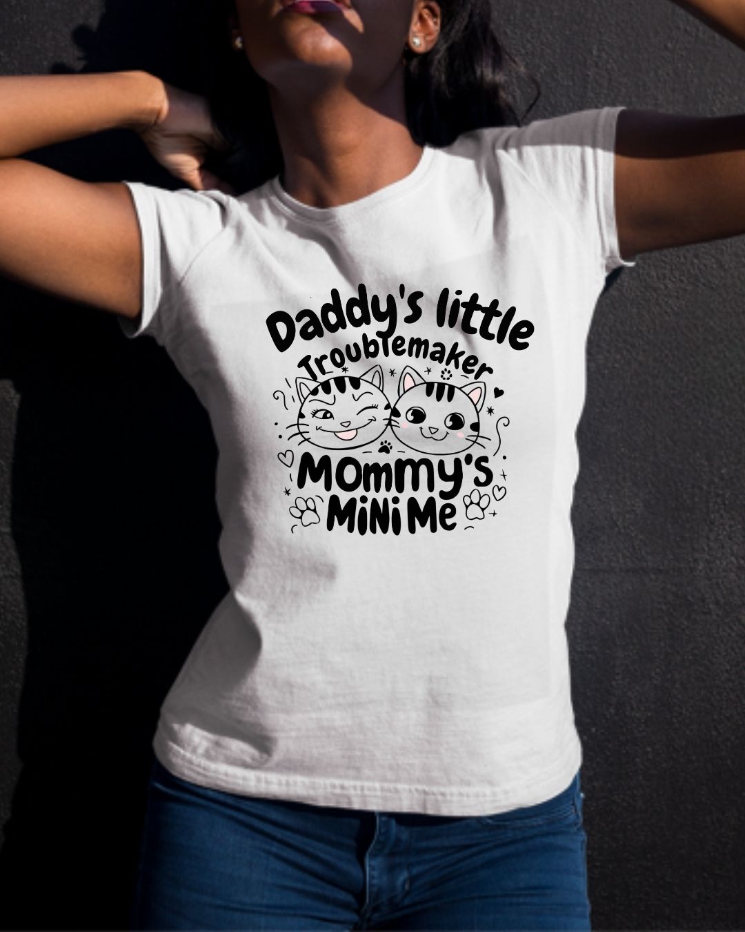 Daddy Little Troublemaker Mommy's Mini Me Women Cotton Tshirt