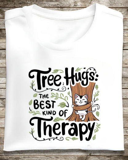 Tree Hugs Best Kind of Therapy  Cotton T-Shirts