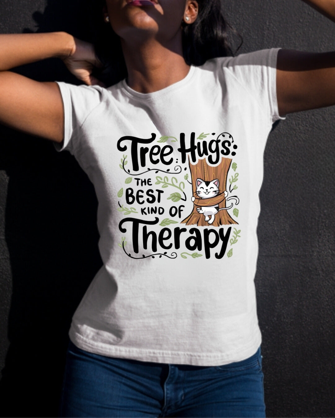 Tree Hugs Best Kind of Therapy  Cotton T-Shirts