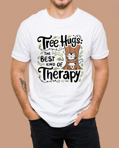 Tree Hugs Best Kind of Therapy  Cotton T-Shirts